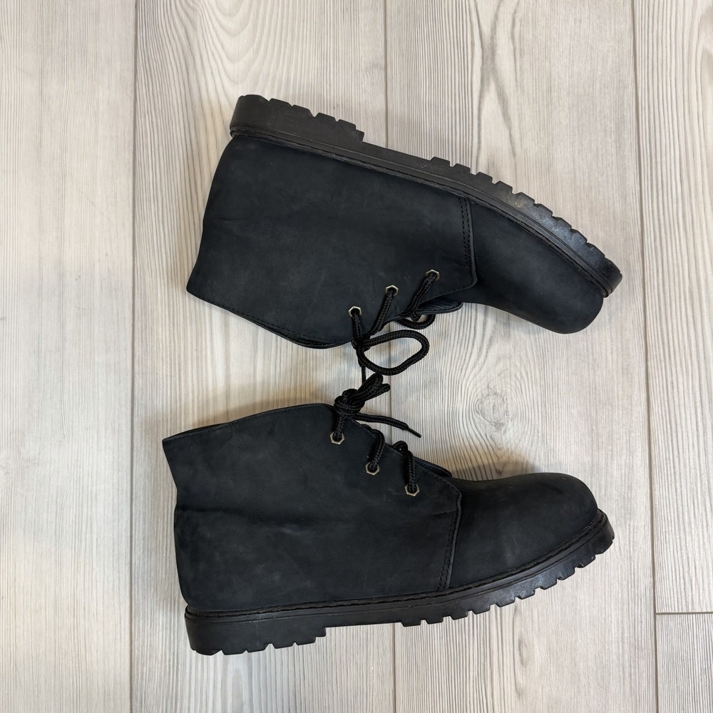 L.L. Bean Chukka Ankle Booties Youth Kids 8 / Women's 9 Black Suede Lace Up